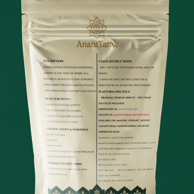 Ashwagandha Root Powder 100g – Pure Ayurvedic Churna for Stress Relief, Energy ,Immunity & Vitality Booster| AnantTarak
